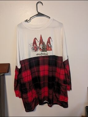 White & Red Plaid Christmas Gnome Tunic